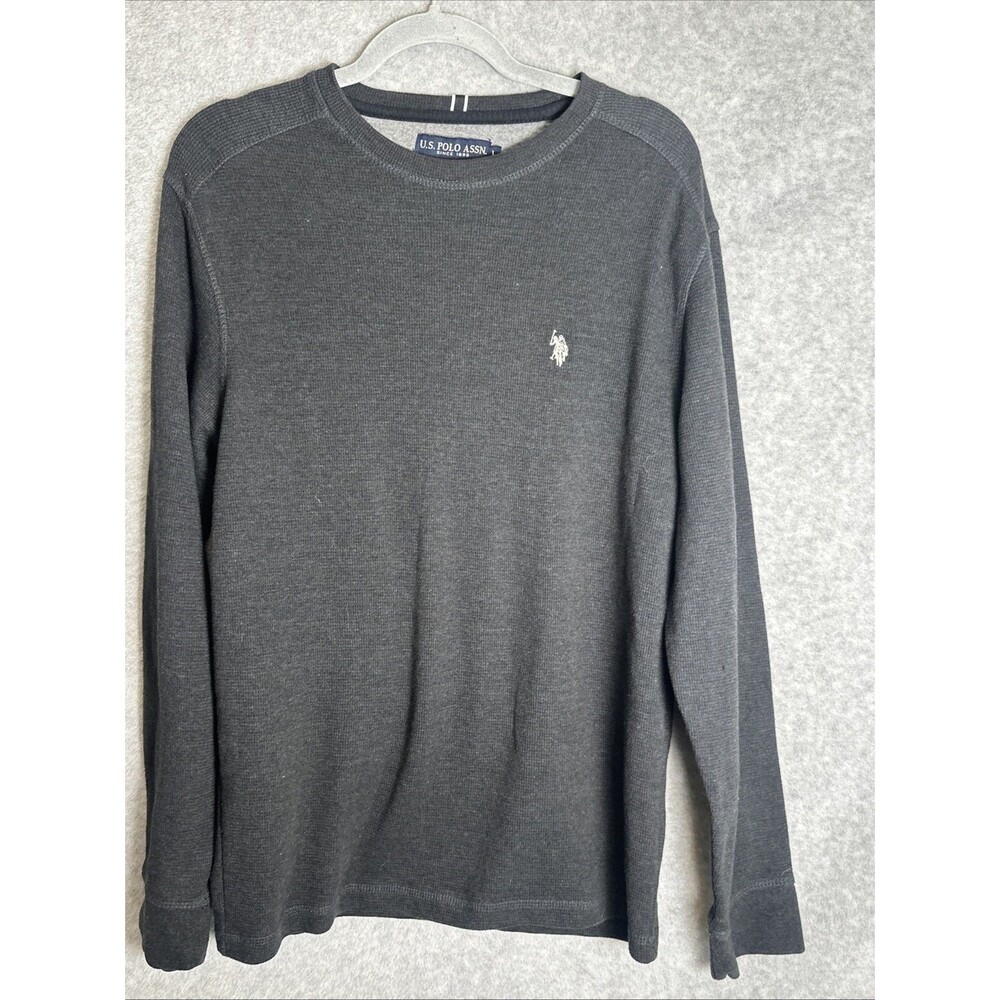 U.S. Polo Assn. | Men's Large Long Sleeve Crew Neck Thermal Shirt Dark Grey Logo
